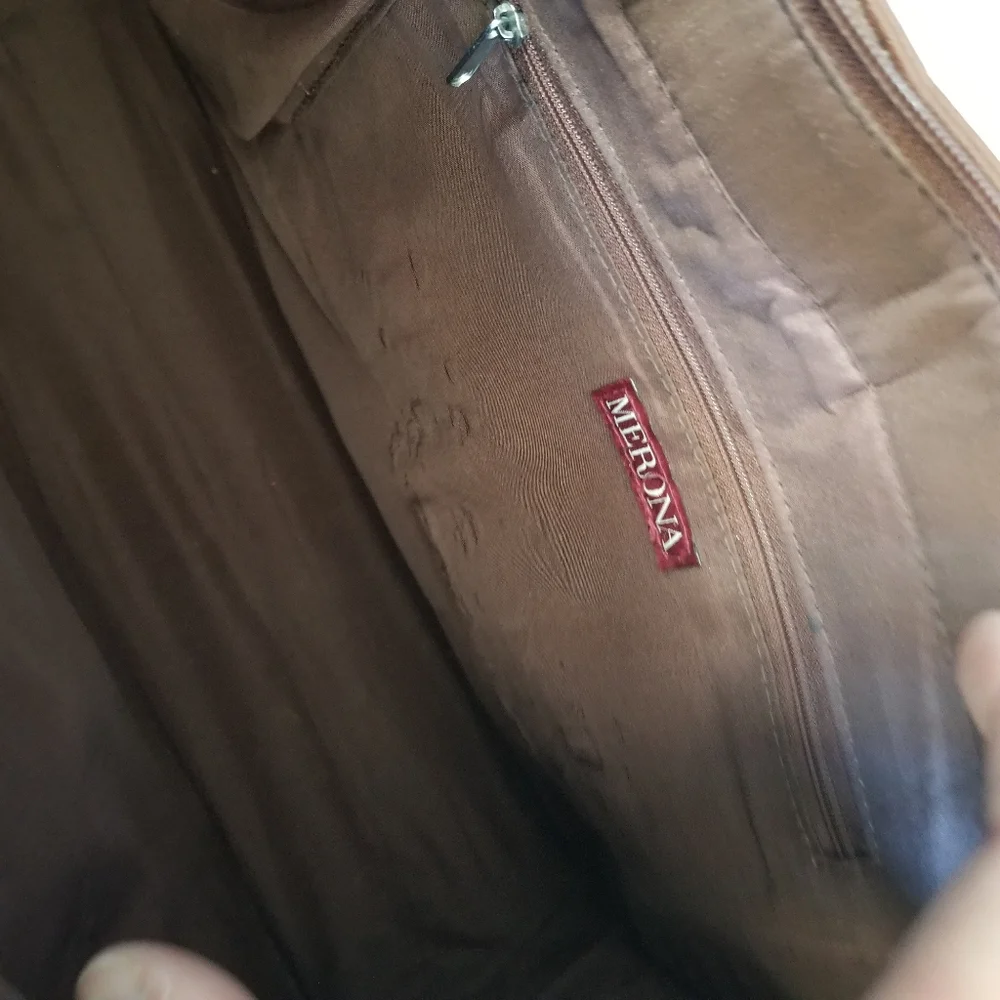 Brown faux leather Merona laptop bag